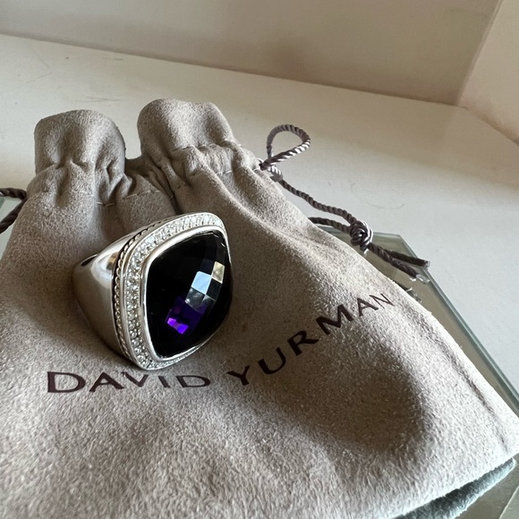 David Yurman 20mm sterling silver diamond amethyst ring NEW⭐️ - Picture 4 of 10